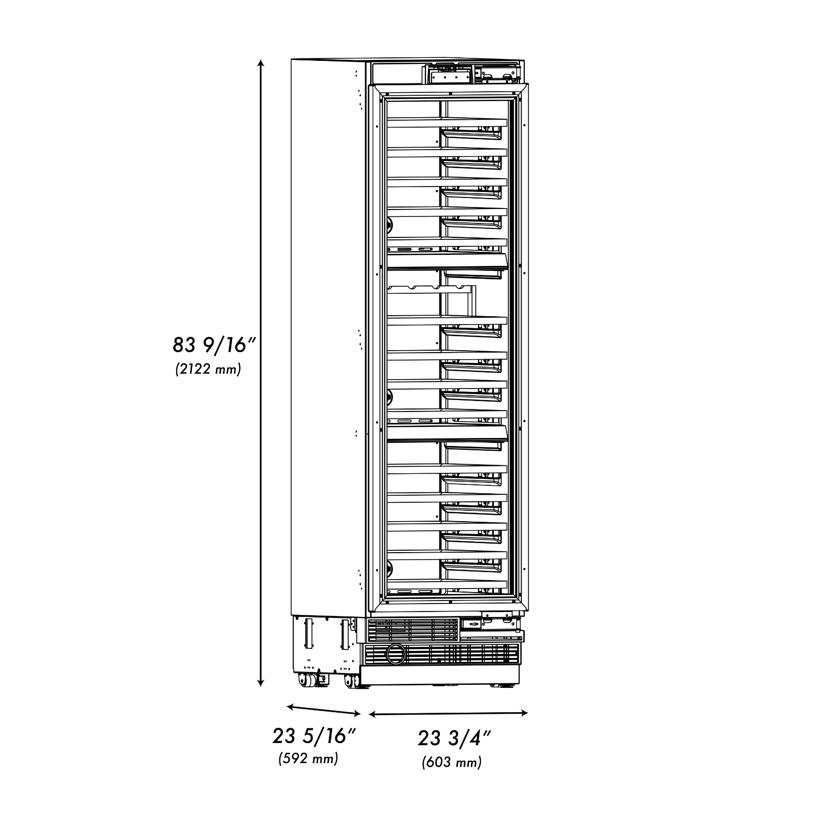 ZLINE Autograph 24" 12.4 cu. ft. Triple Zone 100 Bottle Panel Ready Column Wine Cooler with Matte Black Accents, RBCWVZ-24-MB