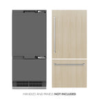 ZLINE 36 in. Built-In Bottom Freezer Refrigerator 19.8 cu. ft. Panel Ready, Water Dispenser, Ice Maker, Graphite Gray Interior (GRBIT-36)