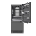 ZLINE 36 in. Built-In Bottom Freezer Refrigerator, Panel Ready, 19.8 Cu. Ft., Water Dispenser, Ice Maker, Matte Black Accents (GRBITZ-36-MB)