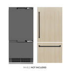 ZLINE 36 in. Built-In Bottom Freezer Refrigerator, Panel Ready, 19.8 Cu. Ft., Water Dispenser, Ice Maker, Matte Black Accents (GRBITZ-36-MB)