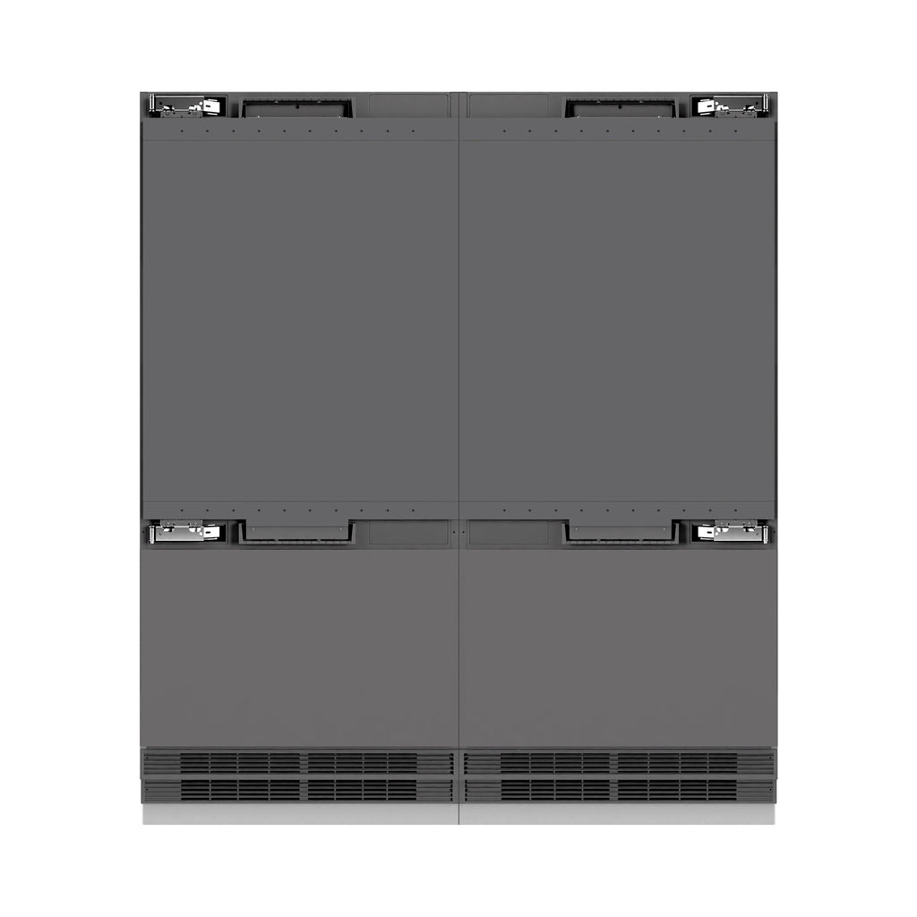 ZLINE 72 in. Panel Ready French Door Built-In Bottom Freezer Refrigerator, 39.6 cu. ft., Water Dispensers, Ice Makers, Graphite Gray Interior, Polished Gold Accents (GRBITZ-72-G)