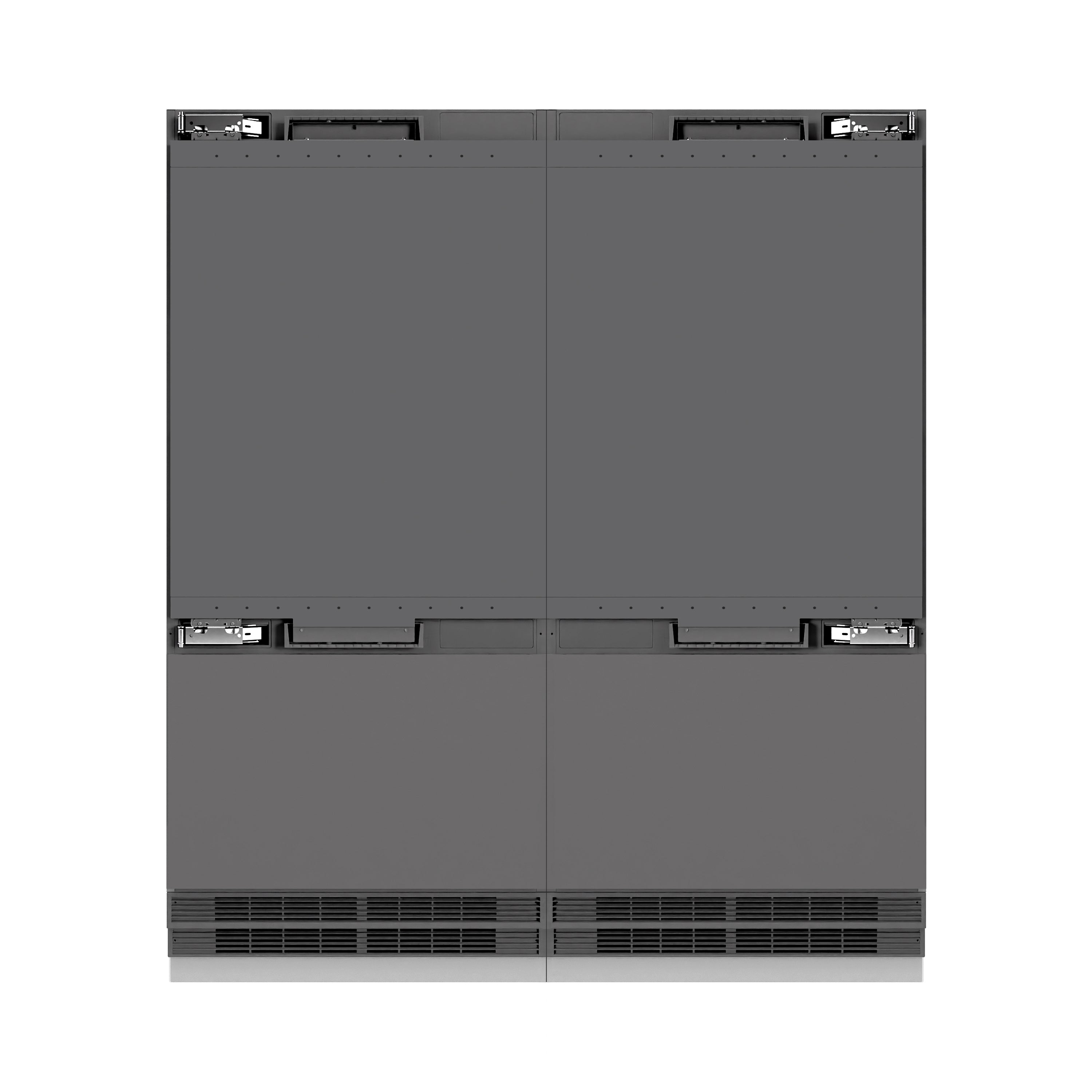 ZLINE 72 in. Panel Ready French Door Built-In Bottom Freezer Refrigerator, 39.6 cu. ft., Water Dispensers, Ice Makers, Graphite Gray Interior, Polished Gold Accents (GRBITZ-72-G)
