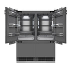 ZLINE 60 in. French Door Built-In Bottom Freezer Refrigerator, Panel Ready, 32.2 Cu. Ft., Water Dispensers, Ice Makers, Graphite Gray Interior (GRBIV-60)