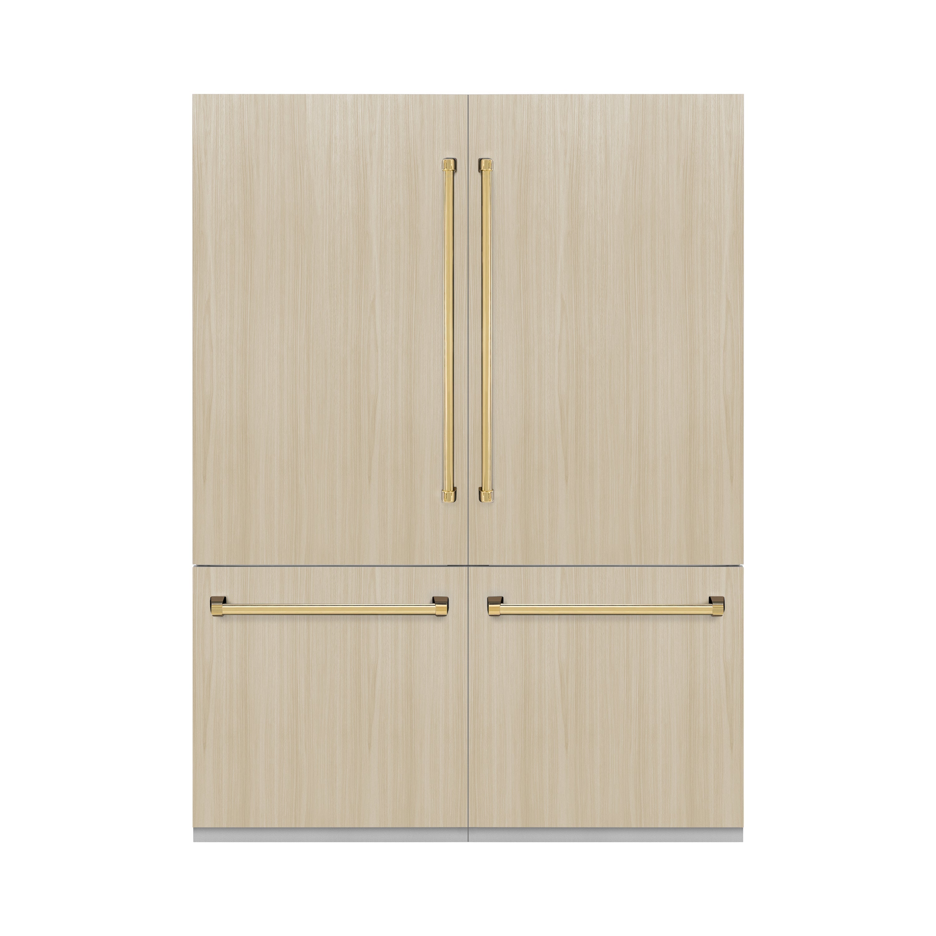 ZLINE 60 in. Panel Ready French Door Built-In Bottom Freezer Refrigerator 32.2 cu. ft. with Water Dispenser, Ice Maker, Graphite Gray Interior, Polished Gold Accents (GRBIVZ-60-G)