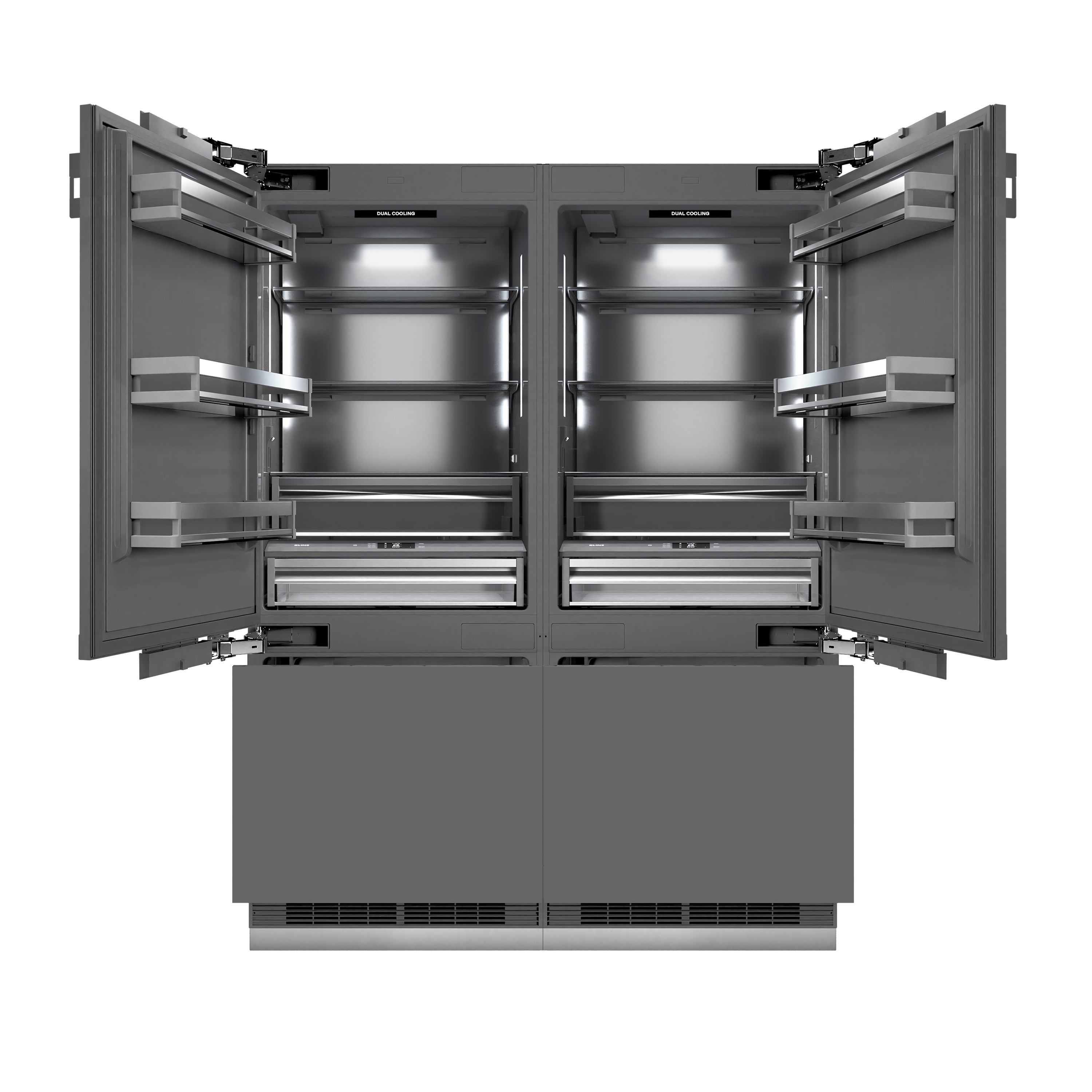 ZLINE 60 in. French Door Built-In Bottom Freezer Refrigerator, Panel Ready, 32.2 Cu. Ft., Water Dispenser, Ice Maker, Graphite Gray Interior, Matte Black Accents (GRBIVZ-60-MB)