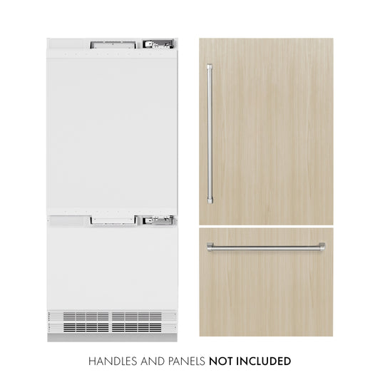 ZLINE 36 Inch Built-In Bottom Freezer Refrigerator 19.8 cu. ft. Panel Ready Water Dispenser Ice Maker (RBIT-36)