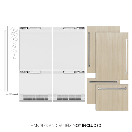 ZLINE 72 in. French Door Built-In Bottom Freezer Refrigerator Panel Ready 39.6 cu. ft. with Water Dispensers & Ice Makers (RBIT-72)