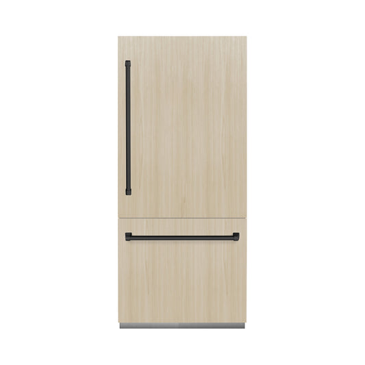ZLINE 36 in. Panel Ready Built-In Bottom Freezer Refrigerator, 19.8 cu. ft., Water Dispenser, Ice Maker, Matte Black Accents (RBITZ-36-MB)