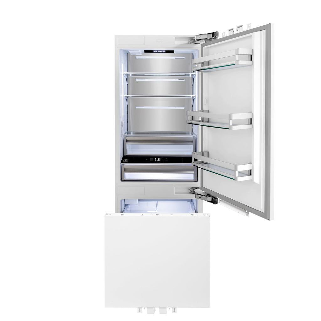 ZLINE 30 in Built-In Panel Ready Refrigerator 16.1 cu. ft. Bottom Freezer Internal Water & Ice Dispenser (RBIV-30)