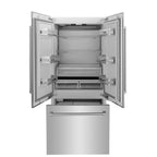 ZLINE Kitchen and Bath 36-Inch Built-In Panel Ready French Door Refrigerator 19.6 Cu. Ft. Internal Water & Ice Dispenser 3-Door (RBIV-36)