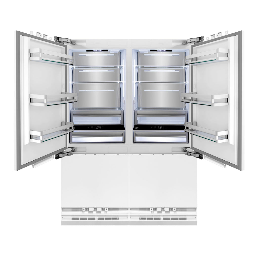 ZLINE 60 in Built-In Panel Ready Refrigerator 32.2 cu. ft. 4-Door French Door Gold Handles (RBIV-60-G)