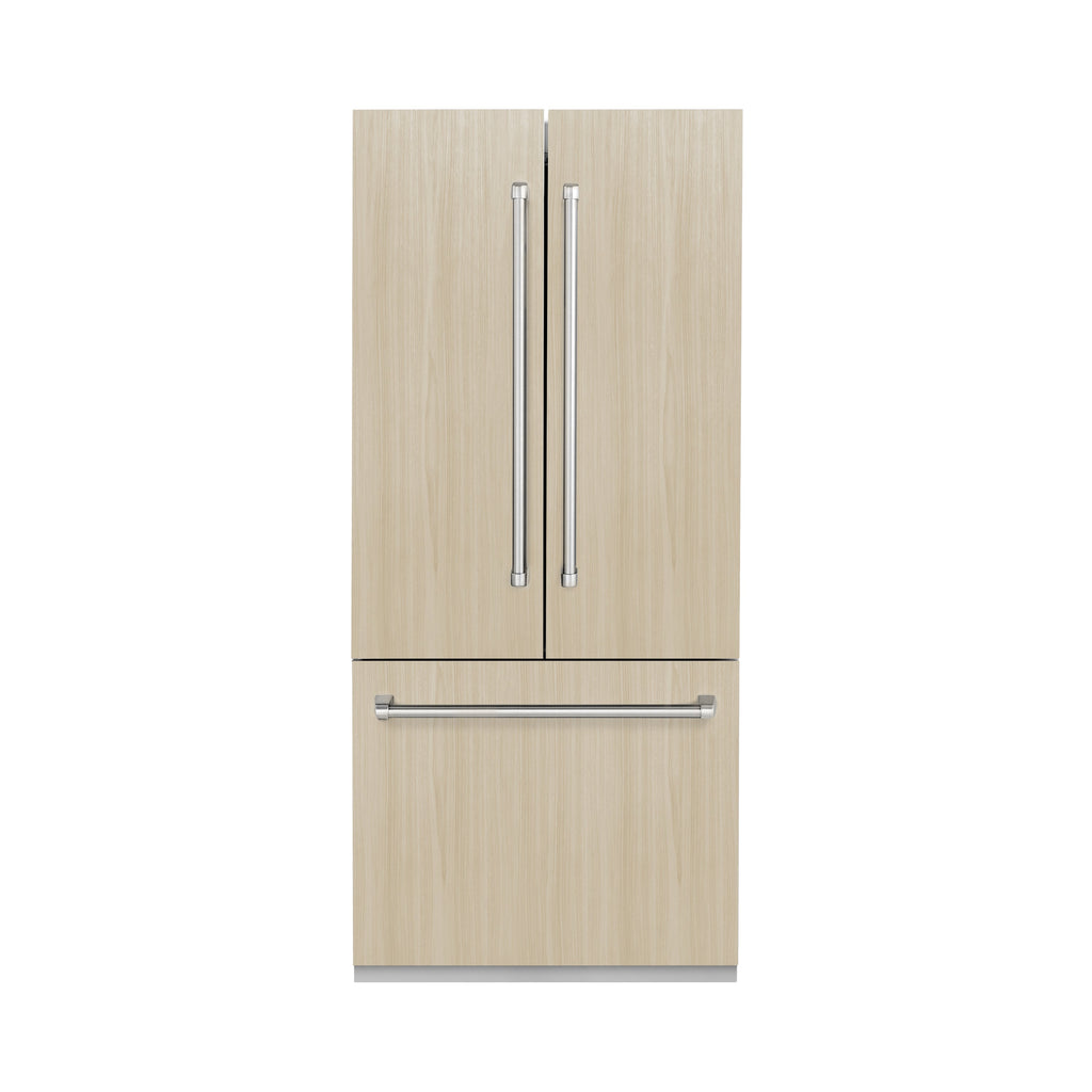 ZLINE 36 in. Panel Ready French Door Built-In Bottom Freezer Refrigerator, 19.6 cu. ft., Water Dispenser, Ice Maker, Stainless Steel Interior (SRBIV-36)