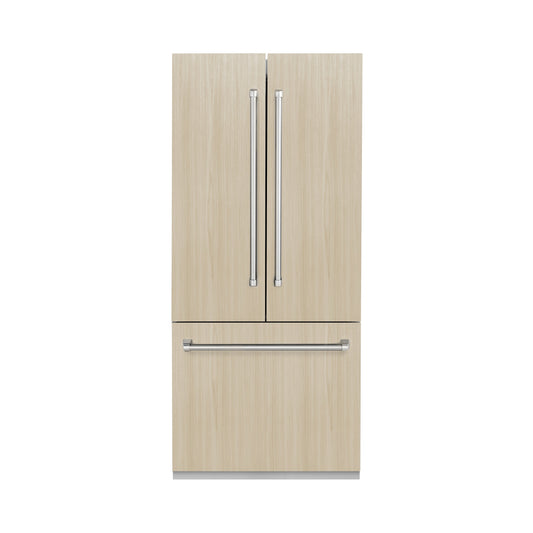 ZLINE 36 in. Panel Ready French Door Built-In Bottom Freezer Refrigerator, 19.6 cu. ft., Water Dispenser, Ice Maker, Stainless Steel Interior (SRBIV-36)