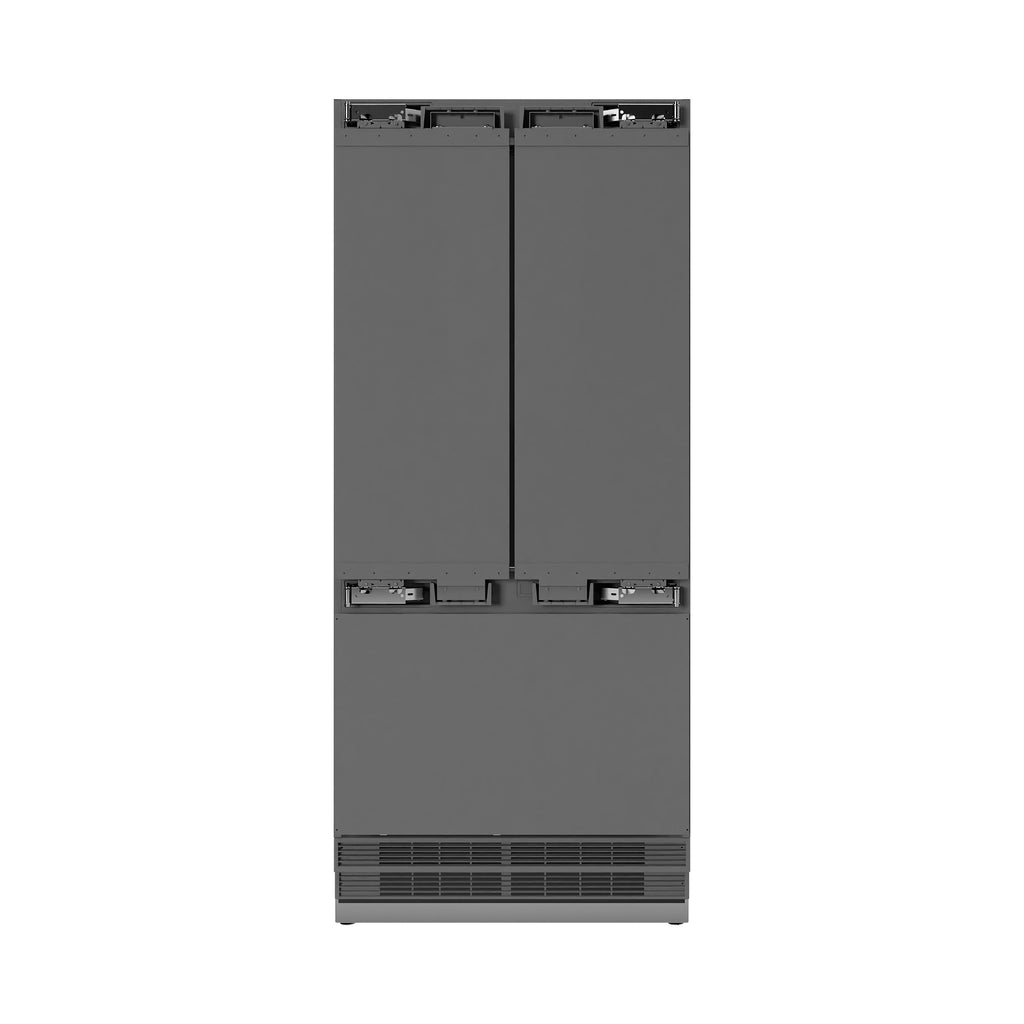 ZLINE 36 in. Panel Ready French Door Built-In Bottom Freezer Refrigerator 19.6 cu. ft. with Water Dispenser, Ice Maker, Stainless Steel Interior & Champagne Bronze Accents (SRBIVZ-36-CB)