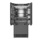 ZLINE 36 in. Panel Ready Built-In French Door Refrigerator 19.6 Cu. Ft. Water Dispenser Ice Maker Stainless Steel Interior Matte Black Accents (SRBIVZ-36-MB)