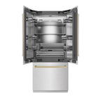 ZLINE 36 in. French Door Built-In Bottom Freezer Refrigerator 19.6 cu. ft. Water Dispenser Ice Maker Satin Stainless Steel Champagne Bronze Accents (SRBIVZ-SN-36-CB)