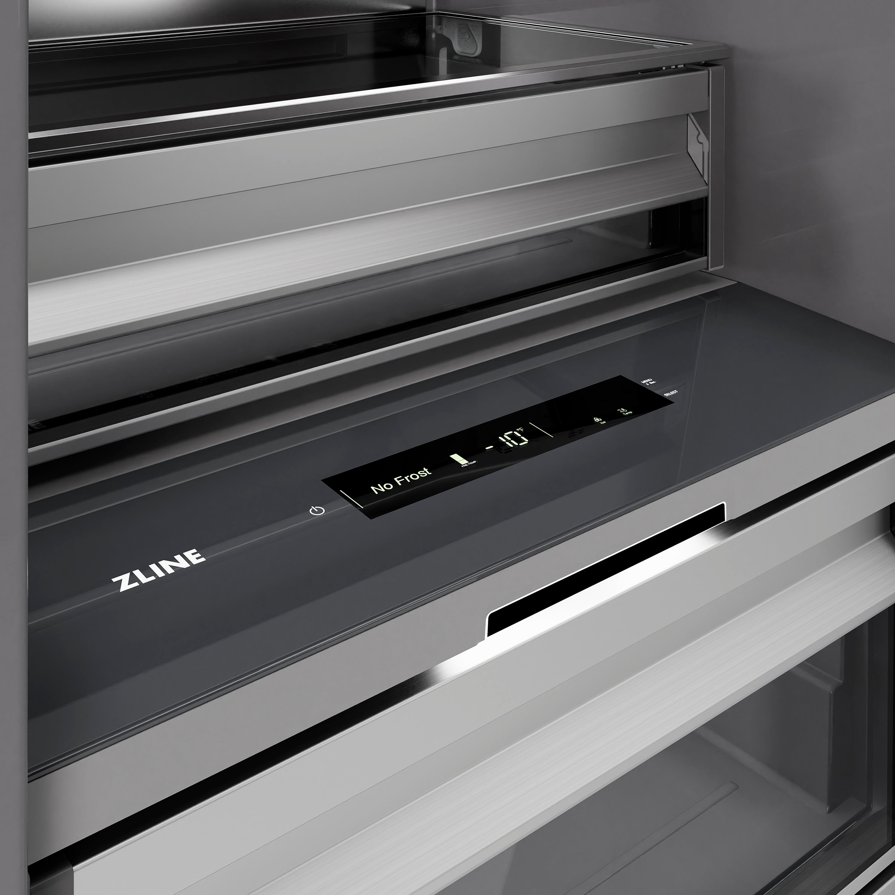 ZLINE Autograph 24" 12.4 cu. ft. Column Freezer in Stainless Steel with Graphite Gray Interior and Champagne Bronze Accents, RCFVZ-304-24-CB
