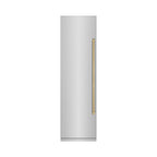 ZLINE Autograph 24" 12.4 cu. ft. Column Freezer in Stainless Steel with Graphite Gray Interior and Champagne Bronze Accents, RCFVZ-304-24-CB