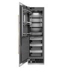 ZLINE Autograph 24" 12.4 cu. ft. Column Freezer in Stainless Steel with Graphite Gray Interior and Champagne Bronze Accents, RCFVZ-304-24-CB