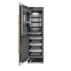 ZLINE Autograph 24" 12.4 cu. ft. Column Freezer in Stainless Steel with Graphite Gray Interior and Polished Gold Accents, RCFVZ-30424-G