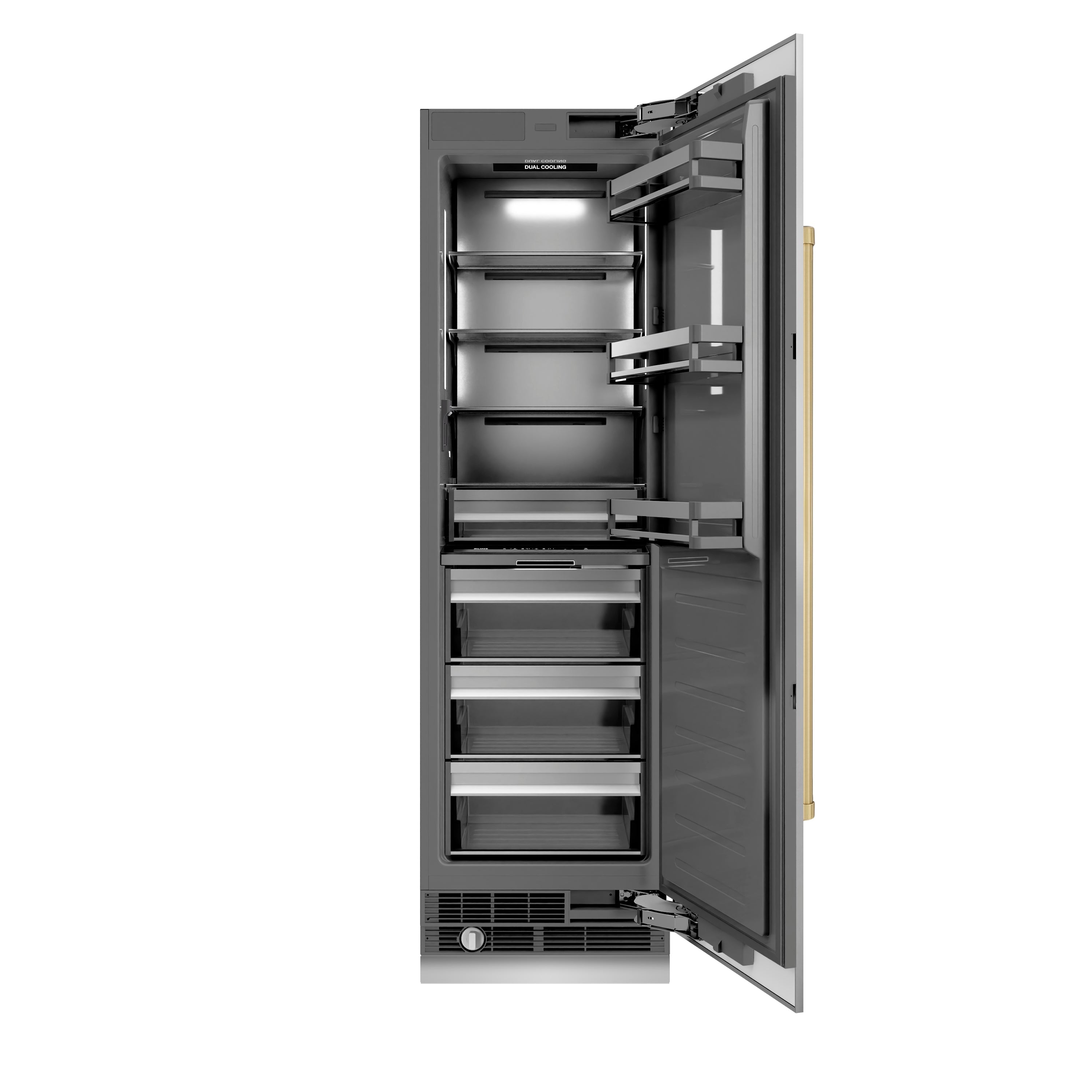ZLINE 24 in. Column Refrigerator 12.5 cu. ft. Stainless Steel Graphite Gray Interior Champagne Bronze Accents (RCRVZ-30424-CB)