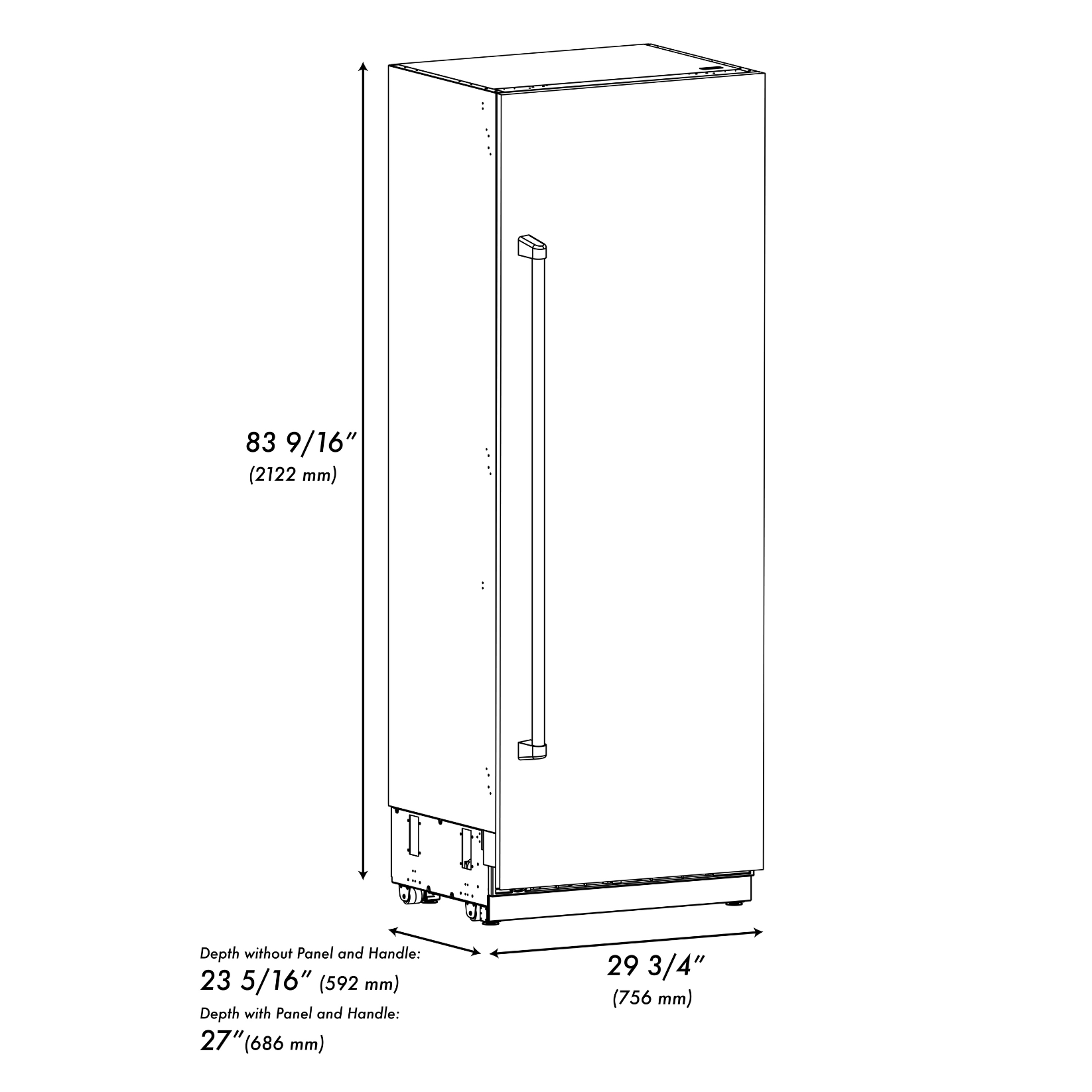 ZLINE 30 in. Column Refrigerator 16.7 Cu. Ft. Stainless Steel with Graphite Gray Interior, Champagne Bronze Accents (RCRVZ-30430-CB)