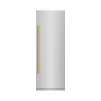 ZLINE 30 in. Column Refrigerator 16.7 Cu. Ft. Stainless Steel with Graphite Gray Interior, Champagne Bronze Accents (RCRVZ-30430-CB)