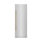 ZLINE 30 in. Column Refrigerator 16.7 cu. ft. Stainless Steel Graphite Gray Interior Polished Gold Accents (RCRVZ-30430-G)