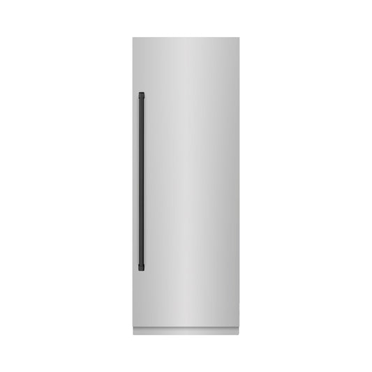 ZLINE 30 in. Column Refrigerator 16.7 cu. ft. Stainless Steel, Graphite Gray Interior, Matte Black Accents (RCRVZ-30430-MB)