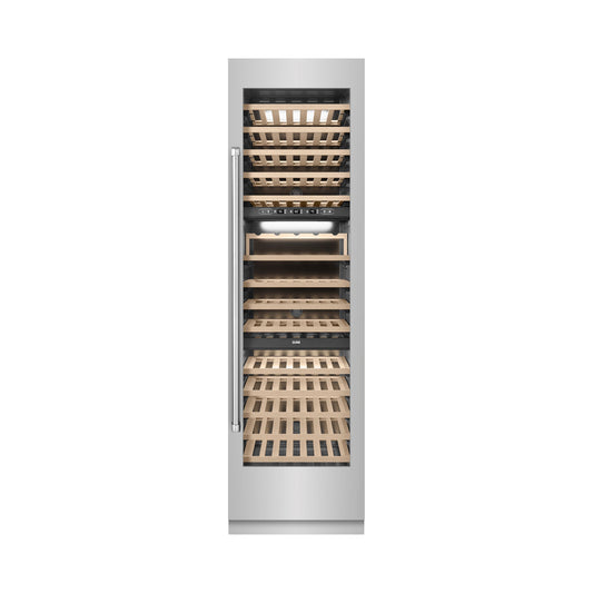ZLINE 24" 12.4 cu. ft. Triple Zone 100 Bottle Column Wine Cooler in Stainless Steel, RCWV-304-24