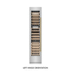ZLINE Autograph 18" 9.0 cu. ft. Triple Zone 68 Bottle Left Hinge Column Wine Cooler in Stainless Steel with Champagne Bronze Accents, RCWVLZ-30418-CB