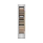 ZLINE Autograph 18" 9.0 cu. ft. Triple Zone 68 Bottle Left Hinge Column Wine Cooler in Stainless Steel with Champagne Bronze Accents, RCWVLZ-30418-CB
