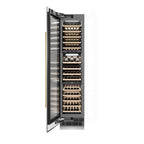 ZLINE Autograph 18" 9.0 cu. ft. Triple Zone 68 Bottle Left Hinge Column Wine Cooler in Stainless Steel with Champagne Bronze Accents, RCWVLZ-30418-CB