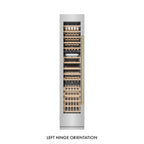 ZLINE Autograph 18" 9.0 cu. ft. Triple Zone 68 Bottle Left Hinge Column Wine Cooler in Stainless Steel with Polished Gold Accents, RCWVLZ-30418-G