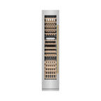 ZLINE Autograph 18" 9.0 cu. ft. Triple Zone 68 Bottle Left Hinge Column Wine Cooler in Stainless Steel with Polished Gold Accents, RCWVLZ-30418-G