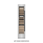 ZLINE Autograph 18" 9.0 cu. ft. Triple Zone 68 Bottle Left Hinge Column Wine Cooler in Stainless Steel with Matte Black Accents, RCWVLZ-30418-MB