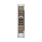 ZLINE Autograph 18" 9.0 cu. ft. Triple Zone 68 Bottle Left Hinge Column Wine Cooler in Stainless Steel with Matte Black Accents, RCWVLZ-30418-MB