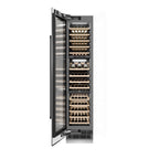 ZLINE Autograph 18" 9.0 cu. ft. Triple Zone 68 Bottle Left Hinge Column Wine Cooler in Stainless Steel with Matte Black Accents, RCWVLZ-30418-MB