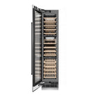 ZLINE Autograph 18" 9.0 cu. ft. Triple Zone 68 Bottle Left Hinge Column Wine Cooler in Stainless Steel with Matte Black Accents, RCWVLZ-30418-MB