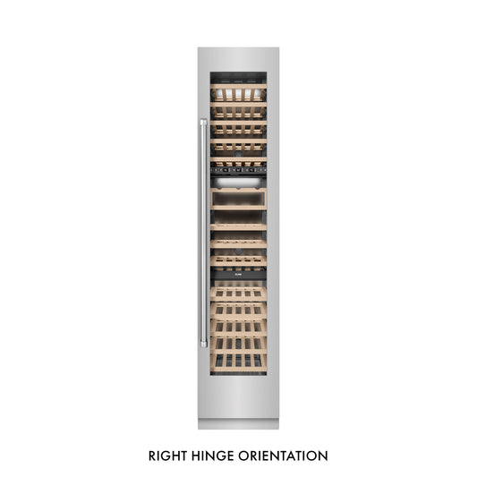 ZLINE 18" 9.0 cu. ft. Triple Zone 68 Bottle Right Hinge Column Wine Cooler in Stainless Steel, RCWVR-304-18