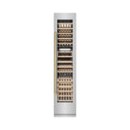 ZLINE Autograph 18" 9.0 cu. ft. Triple Zone 68 Bottle Right Hinge Column Wine Cooler in Stainless Steel with Champagne Bronze Accents, RCWVRZ-30418-CB