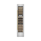 ZLINE Autograph 18" 9.0 cu. ft. Triple Zone 68 Bottle Right Hinge Column Wine Cooler in Stainless Steel with Polished Gold Accents, RCWVRZ-30418-G