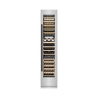 ZLINE Autograph 18" 9.0 cu. ft. Triple Zone 68 Bottle Right Hinge Column Wine Cooler in Stainless Steel with Matte Black Accents, RCWVRZ-30418-MB