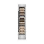ZLINE Autograph 18" 9.0 cu. ft. Triple Zone 68 Bottle Right Hinge Column Wine Cooler in Stainless Steel with Matte Black Accents, RCWVRZ-30418-MB