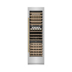 ZLINE Autograph 24" 12.4 cu. ft. Triple Zone 100 Bottle Column Wine Cooler in Stainless Steel and Champagne Bronze Accents, RCWVZ-304-24-CB