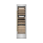 ZLINE Autograph 24" 12.4 cu. ft. Triple Zone 100 Bottle Column Wine Cooler in Stainless Steel and Champagne Bronze Accents, RCWVZ-304-24-CB