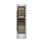ZLINE Autograph 24" 12.4 cu. ft. Triple Zone 100 Bottle Column Wine Cooler in Stainless Steel and Matte Black Accents, RCWVZ-304-24-MB