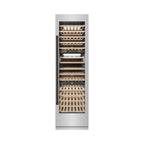 ZLINE Autograph 24" 12.4 cu. ft. Triple Zone 100 Bottle Column Wine Cooler in Stainless Steel and Matte Black Accents, RCWVZ-304-24-MB