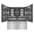 ZLINE 72 Inch French Door Built-In Refrigerator 39.6 Cu. Ft. Bottom Freezer Dual Water Dispensers Ice Makers Stainless Steel Graphite Gray Interior (GRBIT-304-72)
