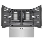 ZLINE 72 in. French Door Built-In Bottom Freezer Refrigerator 39.6 Cu. Ft. Stainless Steel Water Dispensers Ice Makers Matte Black Accents (GRBITZ-304-72MB)